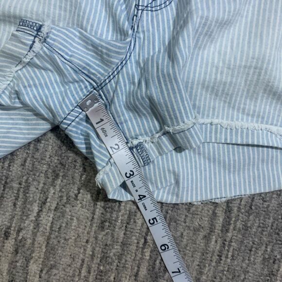 J. Crew Women's Size 27 Blue White Striped Stretch Mom Shorts Cuffed Hems - Picture 7 of 8
